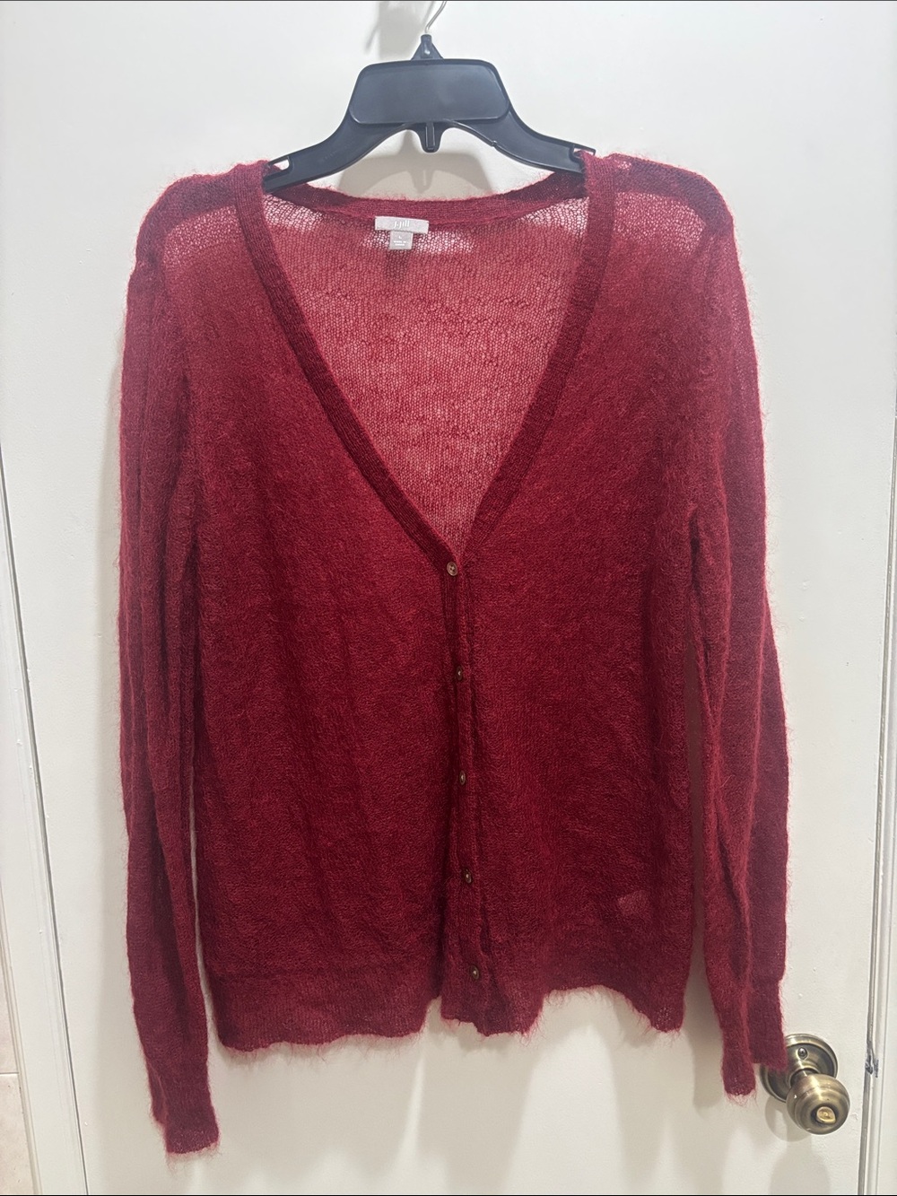 Soft Red Mohair Blend Cardigan Sweater - Unbranded
